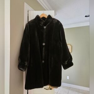 Vintage Black Faux Fur Coat